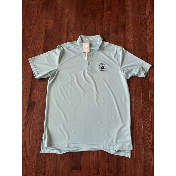 NWT Peter Millar Polo L Summer Comfort Striped Green Portsalon Golf Club Ireland